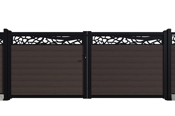 Poartă Savadeck Natur cu aplicație Chocolate – vedere poartă dublă.